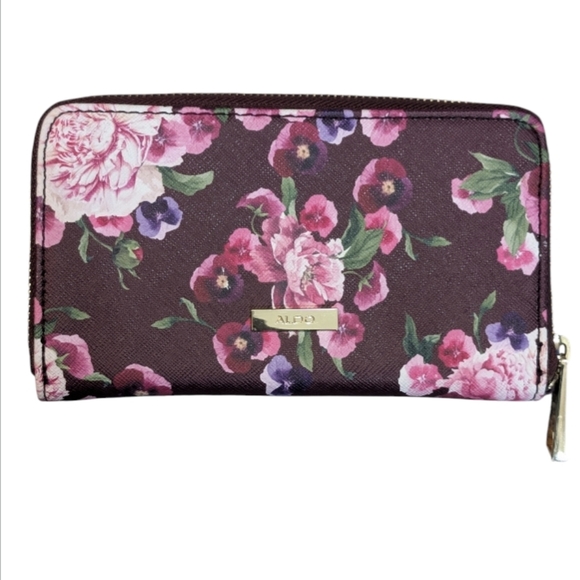 Aldo Handbags - Aldo Floral Wallet with Pink and Purple Blooms